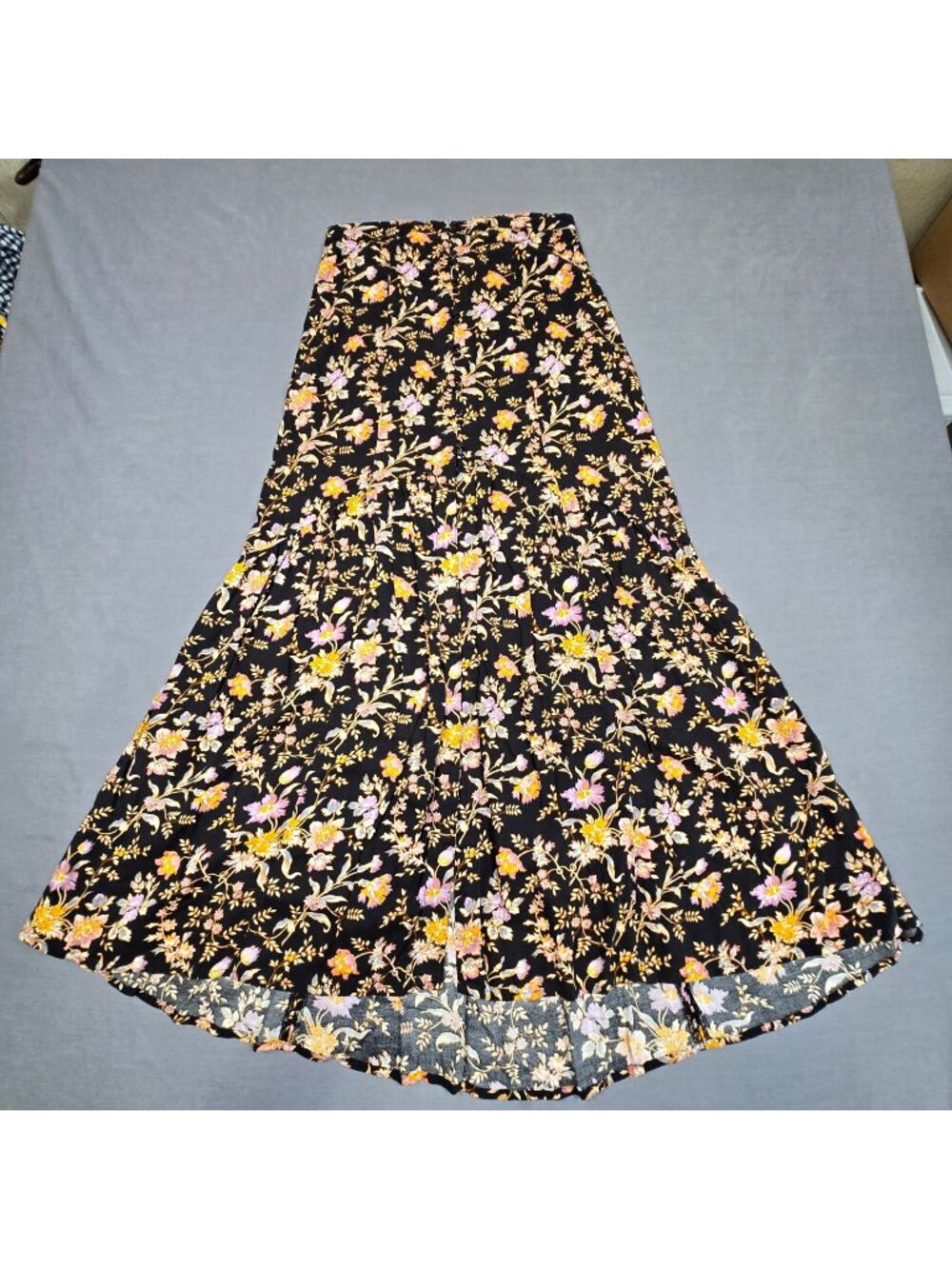 American Eagle Womens 2 Black Floral Maxi Skirt Boho Cottage Core